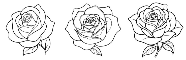 Rose Flower Icon - Outline, Minimalist, Line Art Floral Symbol