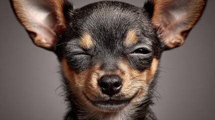 Adorable Chihuahua Puppy Winking Close-Up