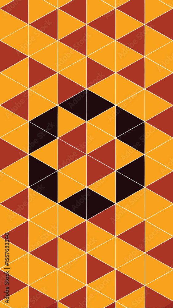 Poster abstract geometric pattern in autumnal colors with a repeating triangle composition