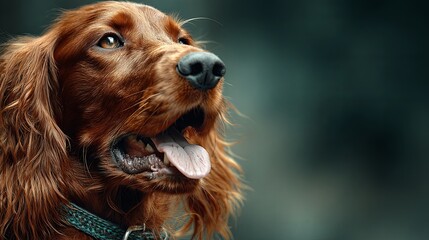 Website banner of a funny Irish Setter dog 