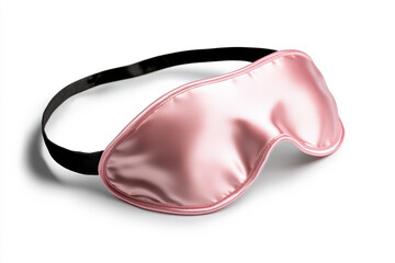 Luxury silk sleep mask in pastel pink, isolated on a clean white background. 