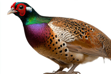 Fototapeta premium Male european common pheasant phasianus colchicus isolated on transparent background 