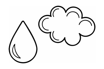Cloud and water drop line art rain weather