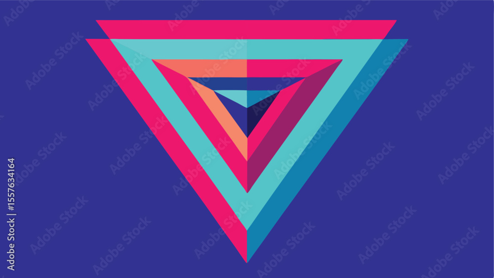 Poster abstract geometric triangle composition with layered colorful shapes and transparency