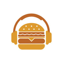 Burger wearing headphones food music