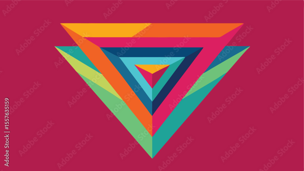 Poster abstract geometric triangle design with layered colorful shapes and transparency