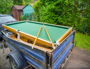 pool table on a trailer