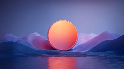 Orange Circle in a Blue and Purple Digital Landscape