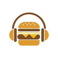 Stylized burger with headphones hamburger food