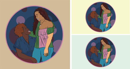 illustration, vector, woman, art, child, cartoon, people, couple, children, love, boy, kid, baby