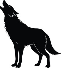 howling wolf silhouette wild animal nature forest spirit vector