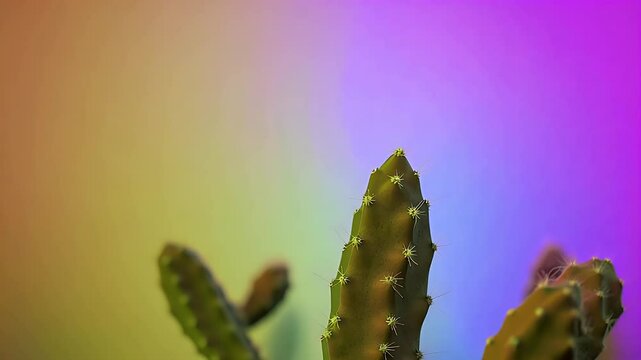  Design a gradient background inspired by a blooming desert cactus, shifting from deep magenta and fuchsia to a vibrant lime green, with hints of sharp, angular light