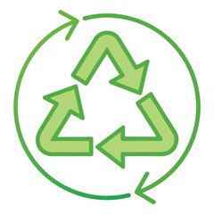 Thin Line Vector Illustration of Three-Arrow Recycle Icon – Minimalist Outline Symbol Representing Sustainability, Eco Awareness, and Recycling – Isolated Design on White Background