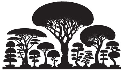 Garden park tree silhouette set vector, trees silhouettes tree icon, trees, forest, park vector icons set