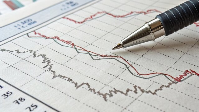 Pen Indicating a Downward Financial Chart?Visualizing Market Decline