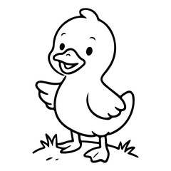  Baby duck standing for kids' book coloring 
