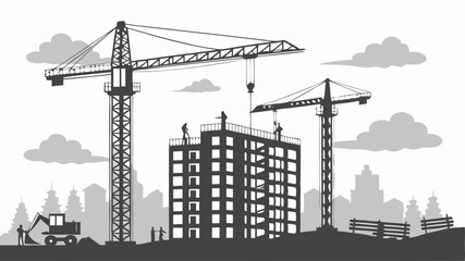 Silhouette in Black and White Vector Design with Grayscale Elements