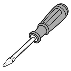 Fototapeta premium Gray handle flat head screwdriver tool vector