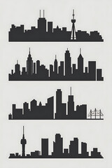 Naklejka premium Silhouette cityscapes, various urban horizons. 