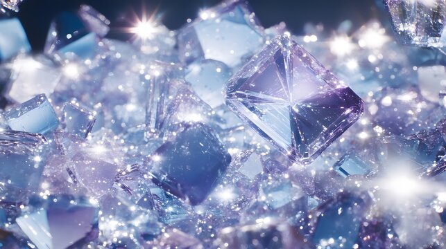 Stunning Blue Crystal Cluster Closeup Sparkling Gems