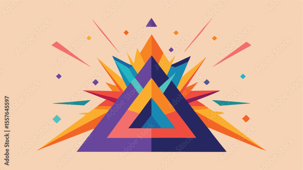 Leinwandbilder Geometric abstract composition with triangular and angular forms on transparent background