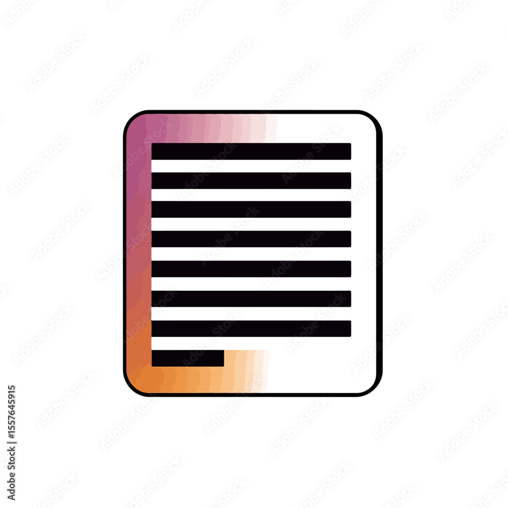 Poster minimalist square document icon with horizontal text lines and gradient color fade on white backgrou