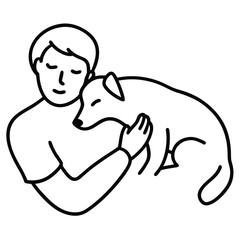 Person embracing a dog with eyes closed showing affection and love