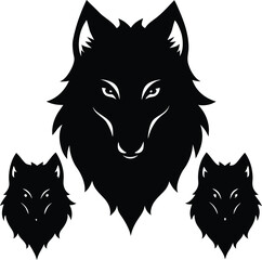 wolf head silhouettes pack wild animal nature spirit vector art