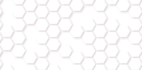 Abstract seamless honeycomb hexagon background. Geometric texture white gray pattern design.
