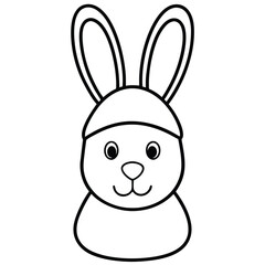Cute cartoon bunny rabbit wearing a hat outline drawing
