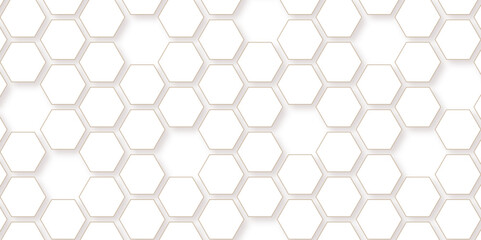 Abstract seamless honeycomb hexagon background. Geometric texture white gray pattern design.
