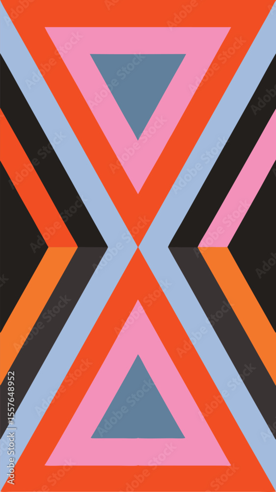 Poster geometric abstract pattern colorful triangles and lines symmetrical graphic design elements