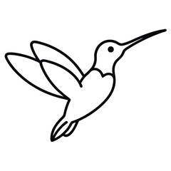 Simple line drawing of a hummingbird in flight with wings spread