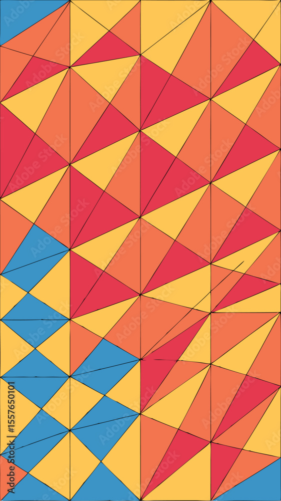 Aufkleber geometric abstract pattern with triangular shapes in warm colors for design projects