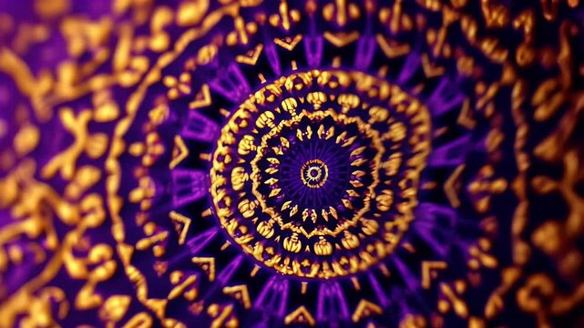 Deep Violet & Gold Grainy Abstract Mandala