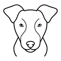 Simple black and white line art drawing of a dog s face