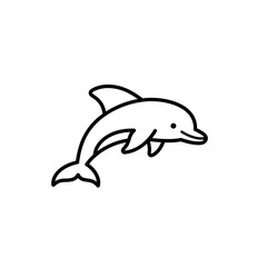 Fototapeta premium Outline drawing of a dolphin on a white background silhouette