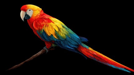 Obraz premium Vibrant macaw portrait against black