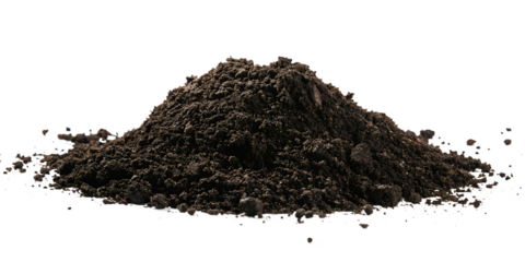 dark brown soil pile isolated on white background PNG , AI GENERATED
