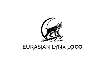Eurasian Lynx Logo Design Depicting a Fierce Guardian Wildcat Over Forest Gate. Great for Wildlife Sanctuary Logos, Protective Forest Icons, and Environmental Security.

