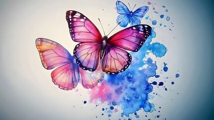 Watercolor Butterflies Painting Abstract Art