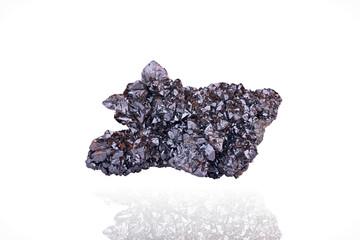 Descloizite brown crystals. Specimen from Berg Aukas, Namibia.  photography isolated on white blackground. macro detail background. close-up mineral crystal unpolished semi-precious gemstone.