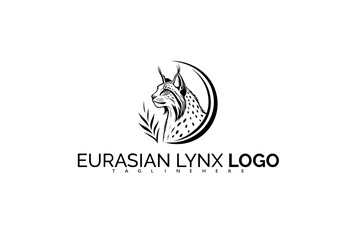 Eurasian Lynx Logo Design Featuring Wildcat Paw Print and Mountain Badge. Perfect for Hiking Club Logos, Wildlife Tracking Projects, and Adventure Apparel Brands.

