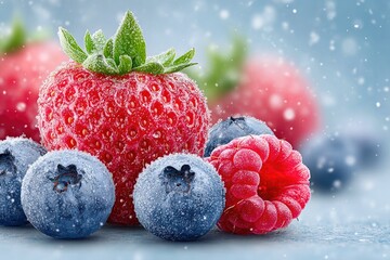 Frozen berries close-up
