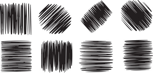 Black and white pencil strokes abstract shapes vector