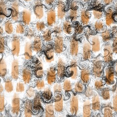 Seamless abstract pattern. Simple background with black, orange, white texture. Digital brush strokes background. Design for textile fabrics, wrapping paper, background, wallpaper, cover.