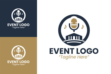 Premium Event Branding Logos for Music and Performance Venues in Blue and Gold
