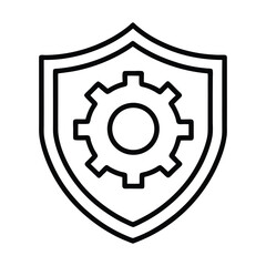 security settings, gear with shield icon or security configuration symbol