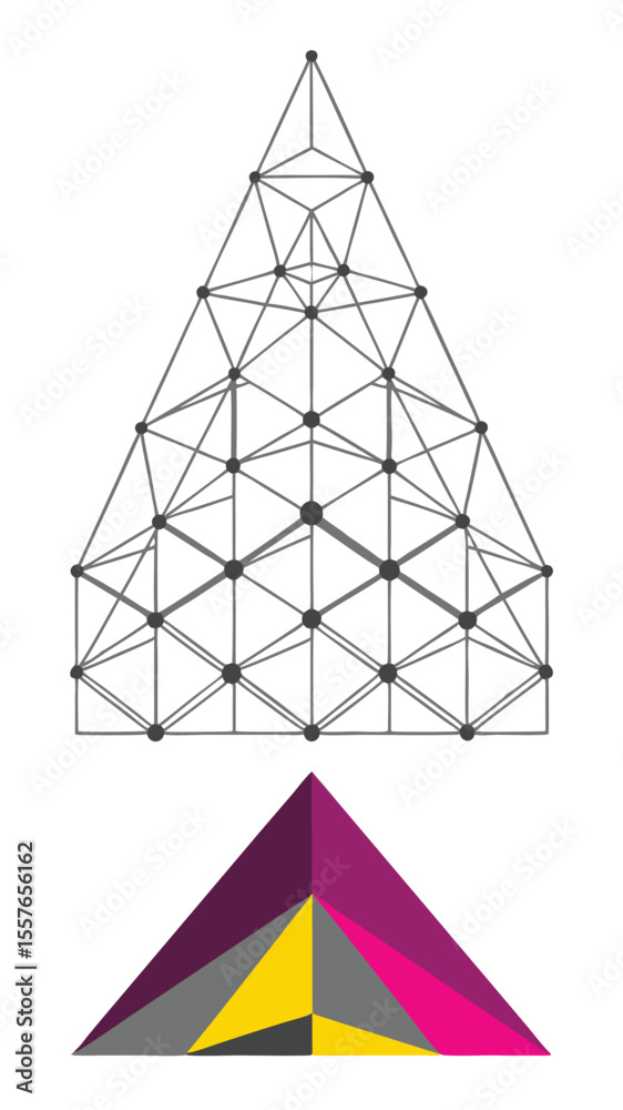 Poster geometric shapes and triangular designs representing networks and abstract concepts with transparenc