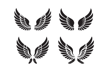 Angel Wings Vector Set Feather Silhouette Clipart Collection